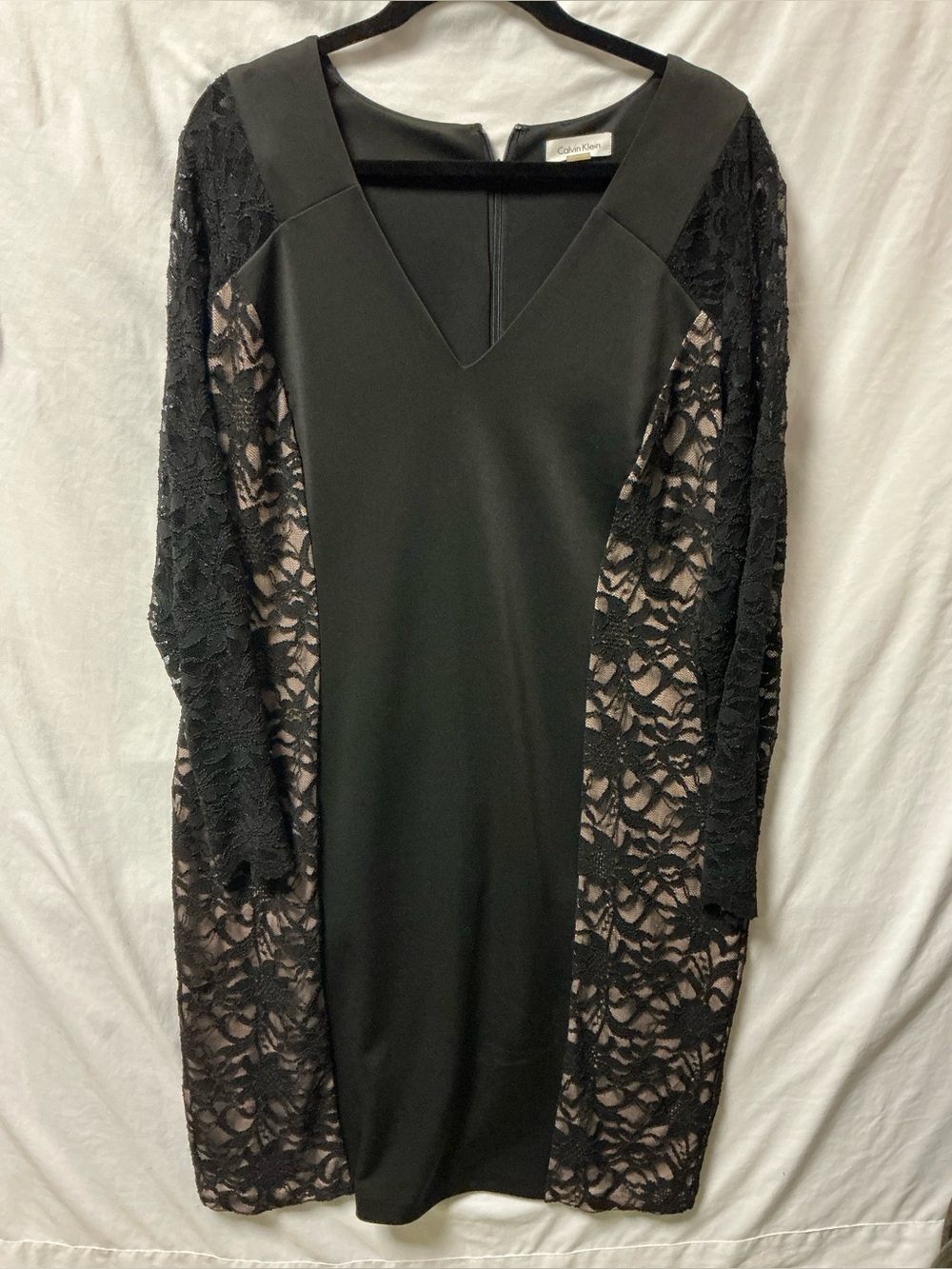 Calvin Klein Black Lace-Panel Midi Dress